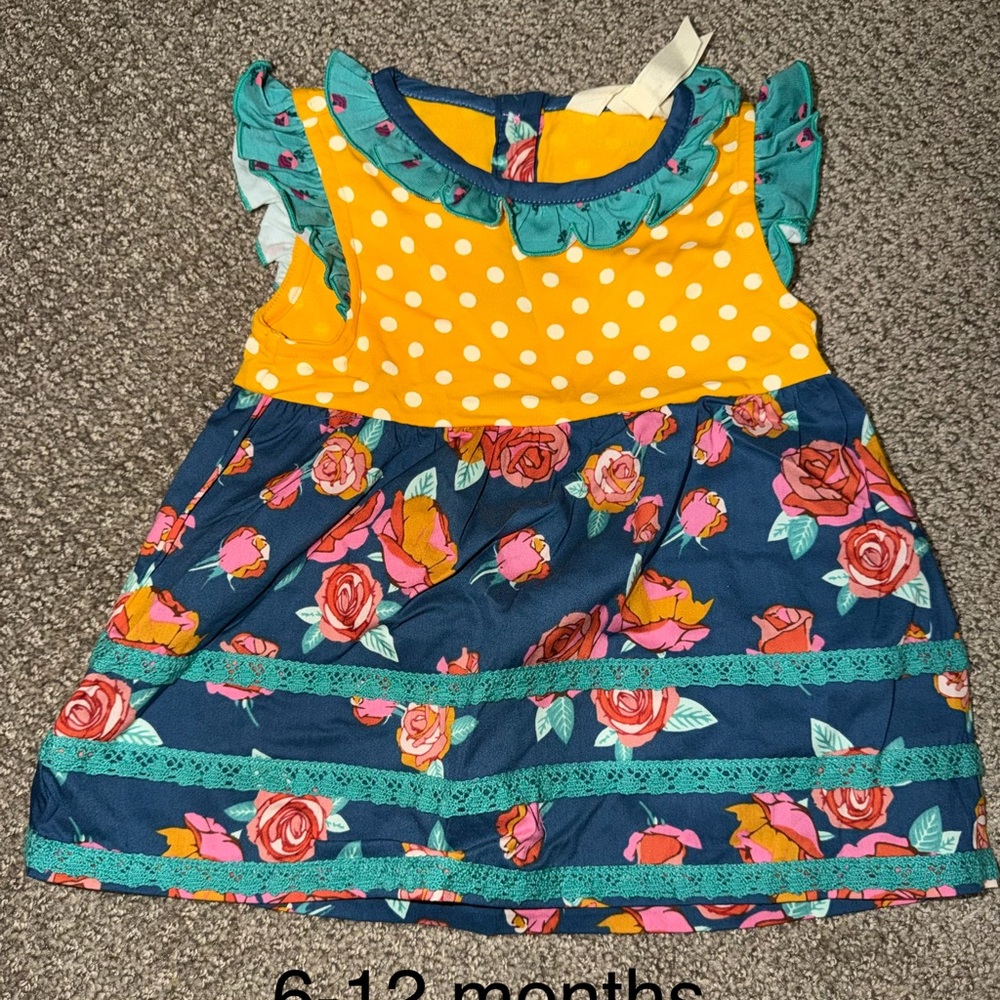 Matilda Jane Yellow Polka Dot and Floral Baby Dress